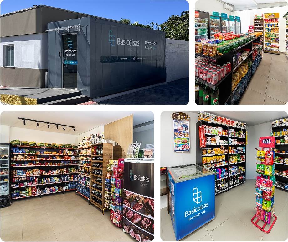 Basicoisas — mercado 24h e interiores da loja